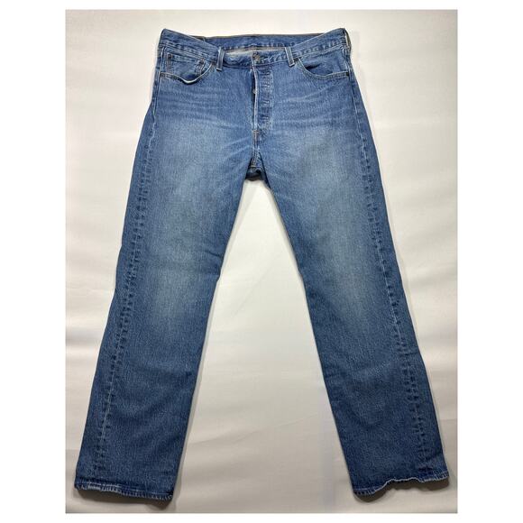 Levi's Other - Levi's 501 Men's Straight Leg Button Fly Blue Denim Jeans - Size 36x32 (36x31.5)